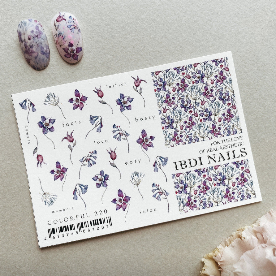 Слайдер IBDI NAILS COLORFUL №220 Цветы
