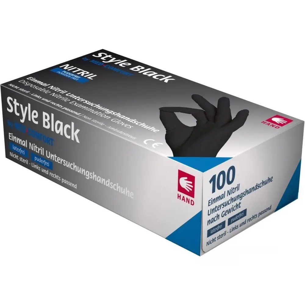 Перчатки Ampri Style Black нитриловые чёрные 100 шт