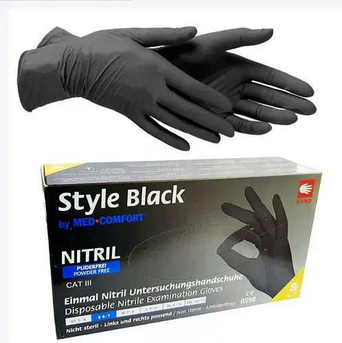 Перчатки Ampri Style Black нитриловые чёрные 100 шт